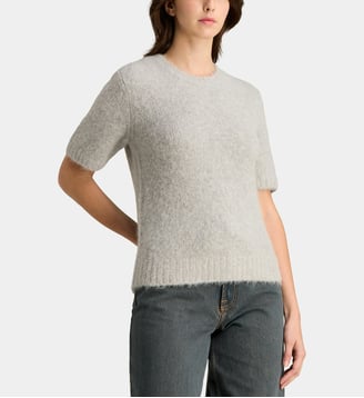 Pull droit Sajeanne manches courtes en laine mélangée - Samsoe Samsoe - Gris clair
