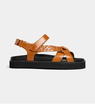 Sandales plateformes Vivette cuir - Galeries Lafayette - Camel