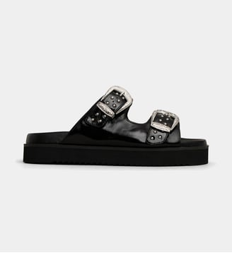 Mules plateformes Velle cuir  - Galeries Lafayette - Noir