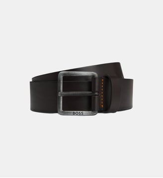 Ceinture en cuir avec boucle logotée - BOSS - Marron foncé