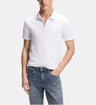 Polo slim en maille piqué stretch - BOSS - White