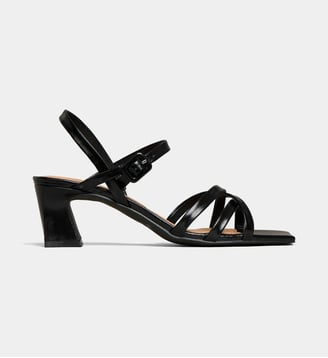 Sandales petits talons Victoire en cuir - Galeries Lafayette - Noir