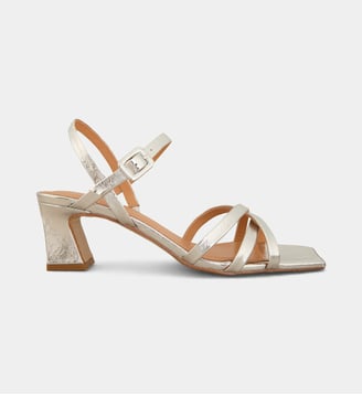 Sandales petits talons Victoire en cuir - Galeries Lafayette - Argent