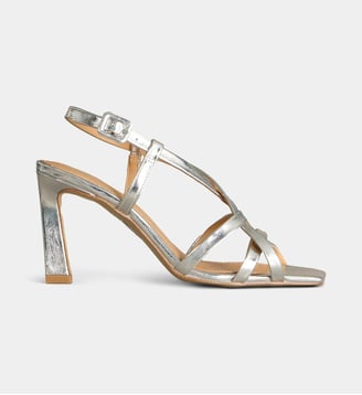 Sandales à talons Victoria en cuir - Galeries Lafayette - Argent