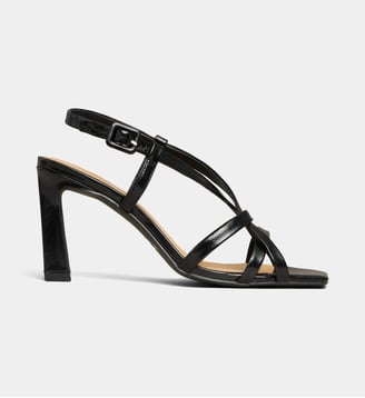 Sandales à talons Victoria en cuir - Galeries Lafayette - Noir