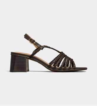 Sandales à talons Violette en cuir tressé - Galeries Lafayette - Marron