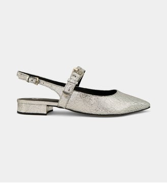 Ballerines slingback Vanessa cuir - Galeries Lafayette - Argent