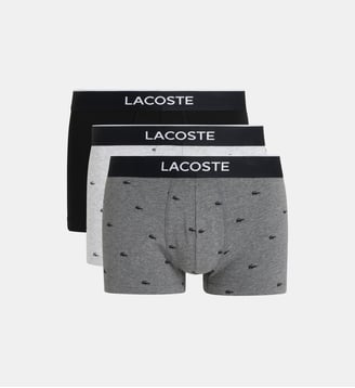 Lot de 3 boxers en coton stretch - Lacoste - Noir et gris