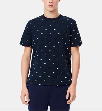Haut de pyjama droit à motif monogrammé - Lacoste - Bleu marine