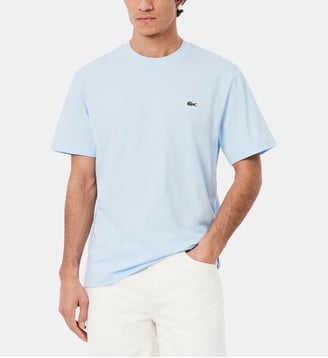 T-shirt droit uni coton - Lacoste - Bleu ciel