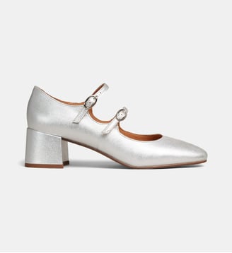 Babies à talons Vincenne double bride cuir - Galeries Lafayette - Argent