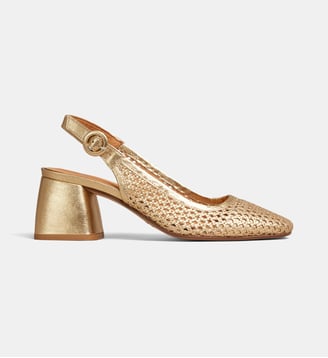 Escarpins slingback Sofia cuir tressé ajouré - Galeries Lafayette - Doré