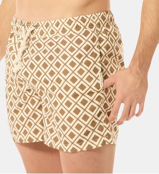 Short de bain Vieste imprimé graphique avec suspensoir - Gassa D'Amante - Beige et marron