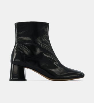 Bottines à petits talons Vaea cuir verni - Galeries Lafayette - Noir