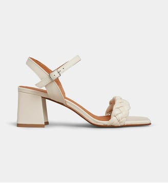 Sandales à talons Vilane bride tressée cuir - Galeries Lafayette - Lin