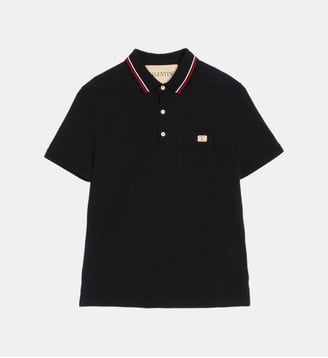 Polo droit en coton - Valentino Garavani - Noir