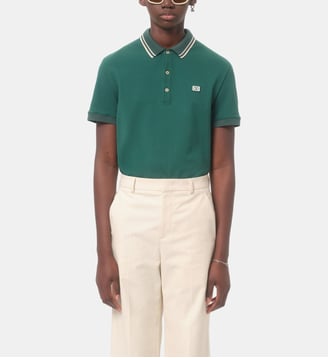 Polo droit en coton - Valentino Garavani - Vert foncé