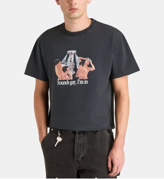 T-shirt droit Sounds Gay, I'm In en coton - Carne Bollente - Black
