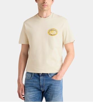 T-shirt droit à imprimé Paradise Island en coton - Replay - Écru et jaune