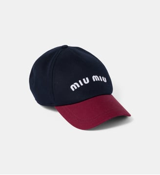 Casquette en coton signature - Miu Miu - Bleu foncé