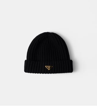 Bonnet en laine signature - Prada - Noir