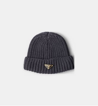 Bonnet en laine signature - Prada - Gris