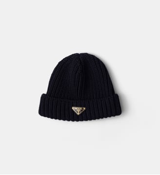 Bonnet en laine signature - Prada - Bleu