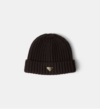 Bonnet en laine signature - Prada - Marron foncé 1