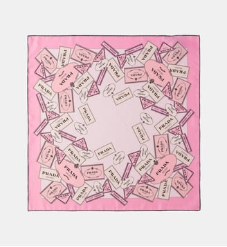 Foulard en soie à imprimé signature - Prada - Multi rose