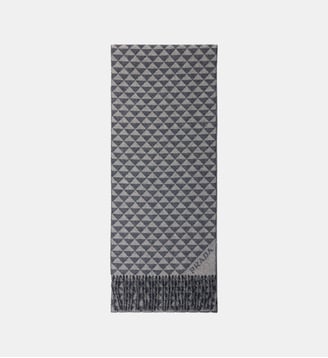Écharpe en laine mélangée monogrammée - Prada - Gris