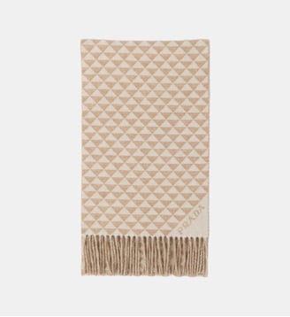 Écharpe en laine mélangée monogrammée - Prada - Beige