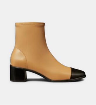 Bottines à talons Cap Toe - Tory Burch - Beige et noir