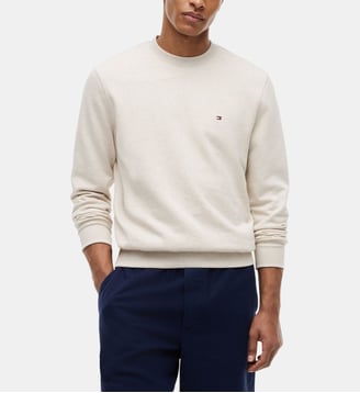 Sweat droit coton drapeau - Tommy Hilfiger - Écru