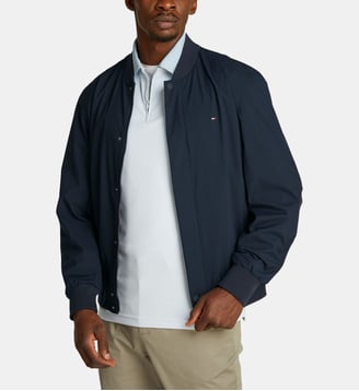Blouson bomber court droit nylon technique - Tommy Hilfiger - Bleu marine