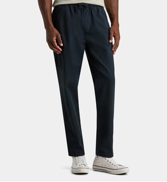 Pantalon droit uni ajustable Arcade en coton stretch - Maison Labiche - Bleu marine