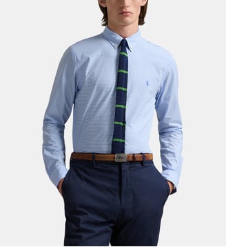 Chemise droite à carreaux en coton - Polo Ralph Lauren - Bleu et blanc
