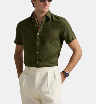 Chemisette custom fit en lin - Polo Ralph Lauren - Kaki foncé