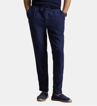 Pantalon droit en lin - Polo Ralph Lauren - Bleu marine