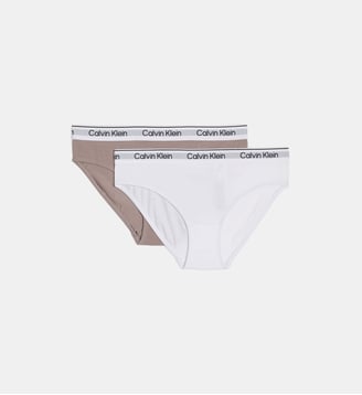 Lot de 2 culottes signature coton - Calvin Klein - Blanc et rose grisé