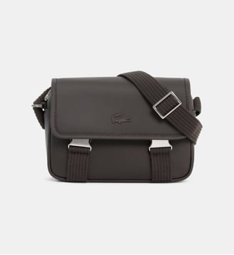 Sacoche messenger crocodile enduit piqué  - Lacoste - Marron