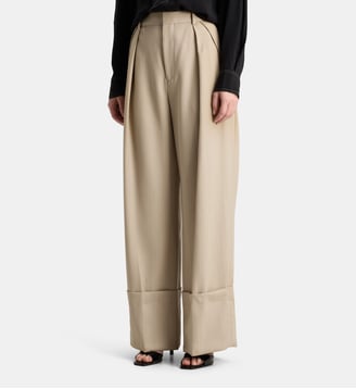 Pantalon large Turn Up - Victoria Beckham - Marron clair