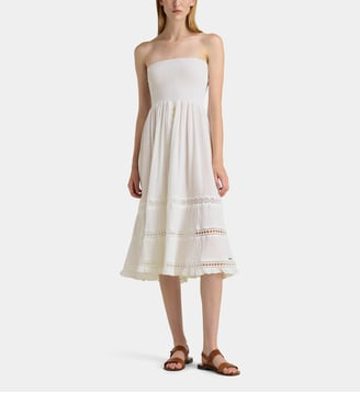 Robe fluide mi-longue Magalia Sealbea en coton - Banana Moon - Blanc