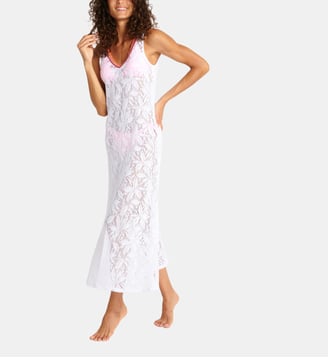 Robe longue Imogen effet dentelle - Banana Moon - Blanc