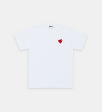 T-shirt droit coton logo cœur - Comme des Garçons PLAY - Blanc et rouge