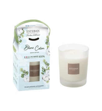 Bougie parfumée rechargeable  - Esteban Paris Parfums - Blanc