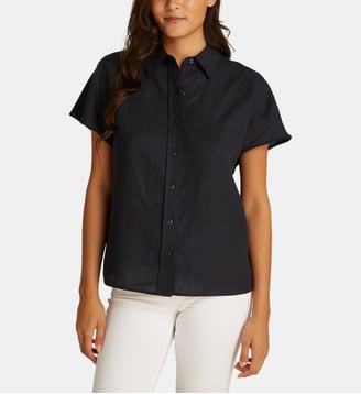 Chemisette droite en lyocell et lin - Calvin Klein - Noir