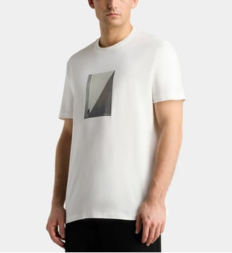 T-shirt droit à imprimé en coton - Armani Exchange - Blanc