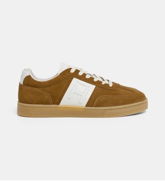 Baskets basses suede sem gum logo cote en cuir - Hackett London - Camel