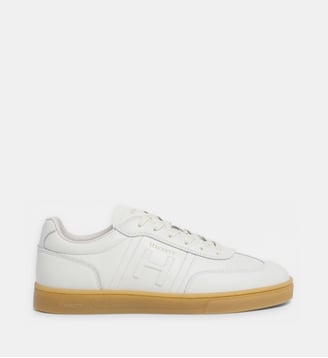 Baskets basses sem gum logo cote en cuir - Hackett London - Blanc