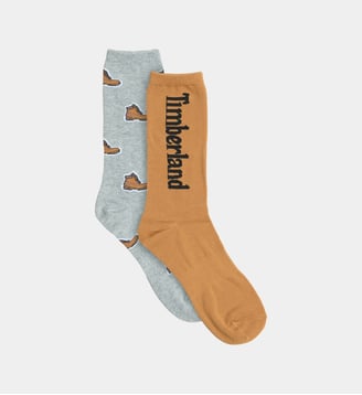 Lot de 2 chaussettes classiques en coton - Timberland - Gris et beige